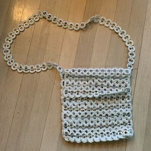 Elegant White Crochet Sustainable Shoulder Bag